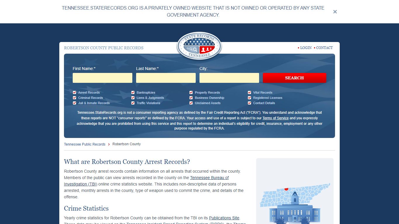 Robertson County Arrest, Court, and Public Records | StateRecords.org